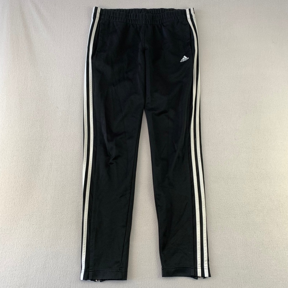 Adidas Tiro Track Pants Mens M Black White 3-Stripe Athletic Ankle Zip Jogger